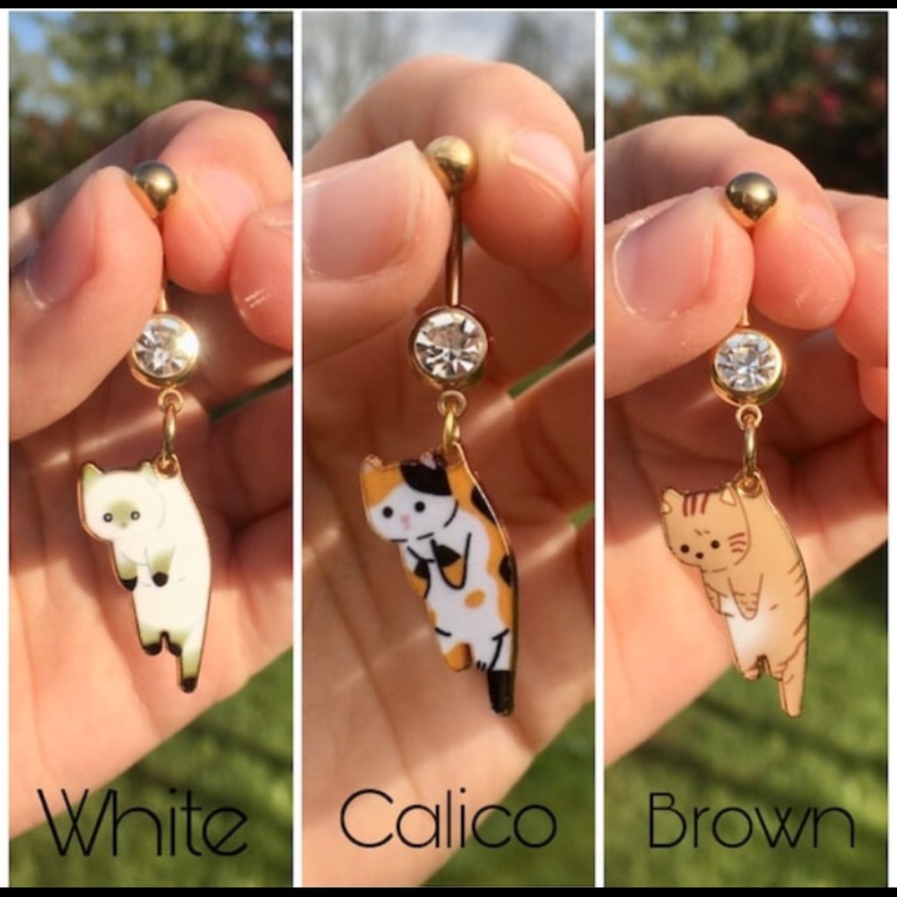 Dangle Cat Belly Button Rings